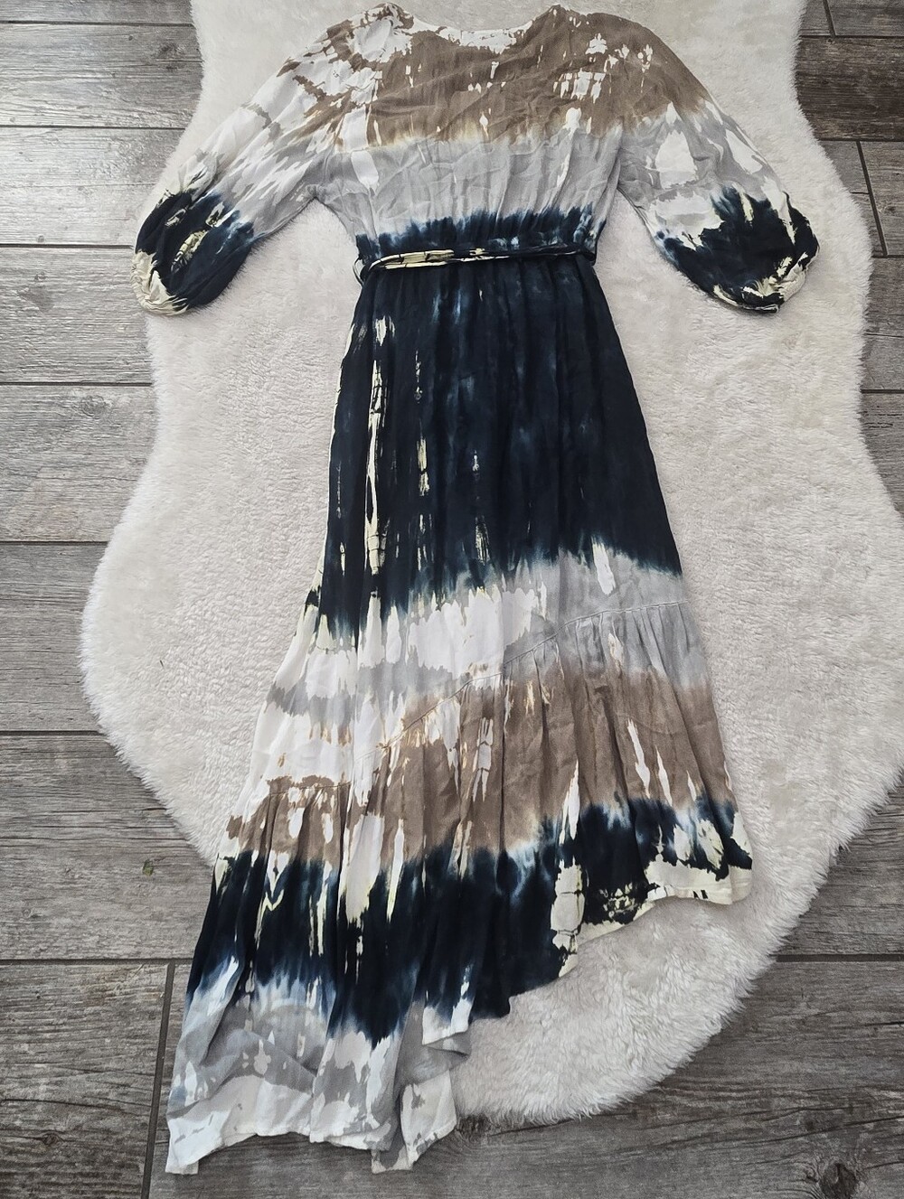 Young Fabulous & Broke Jillian Tie Dye Asymmetrical Wrap Boho Midi-Dress, M - Picture 5 of 10